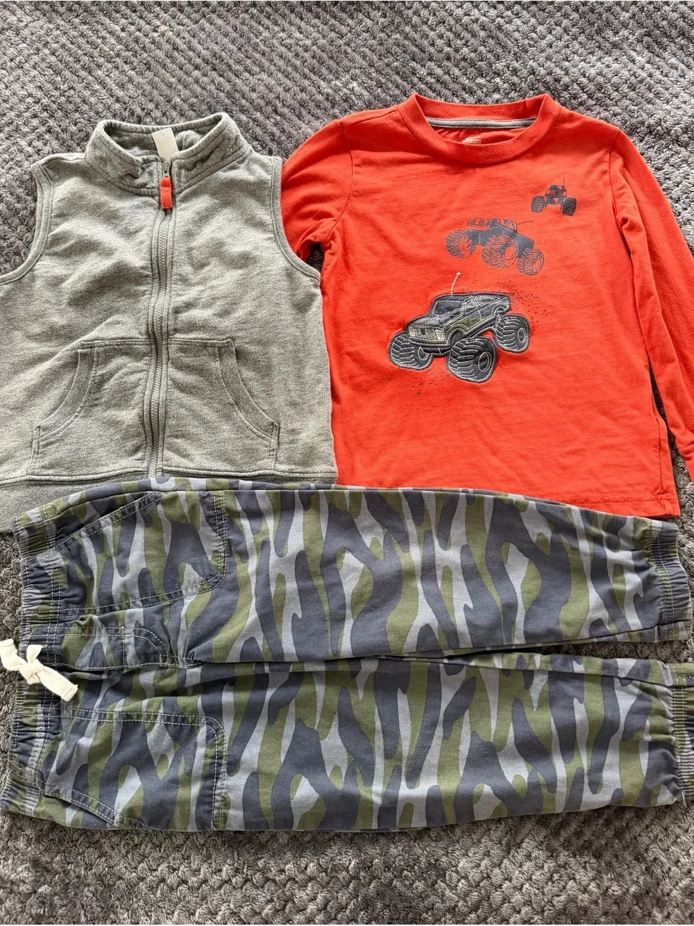 Simple Kids 3-Piece Set - Orange, Gray, Blue Camo